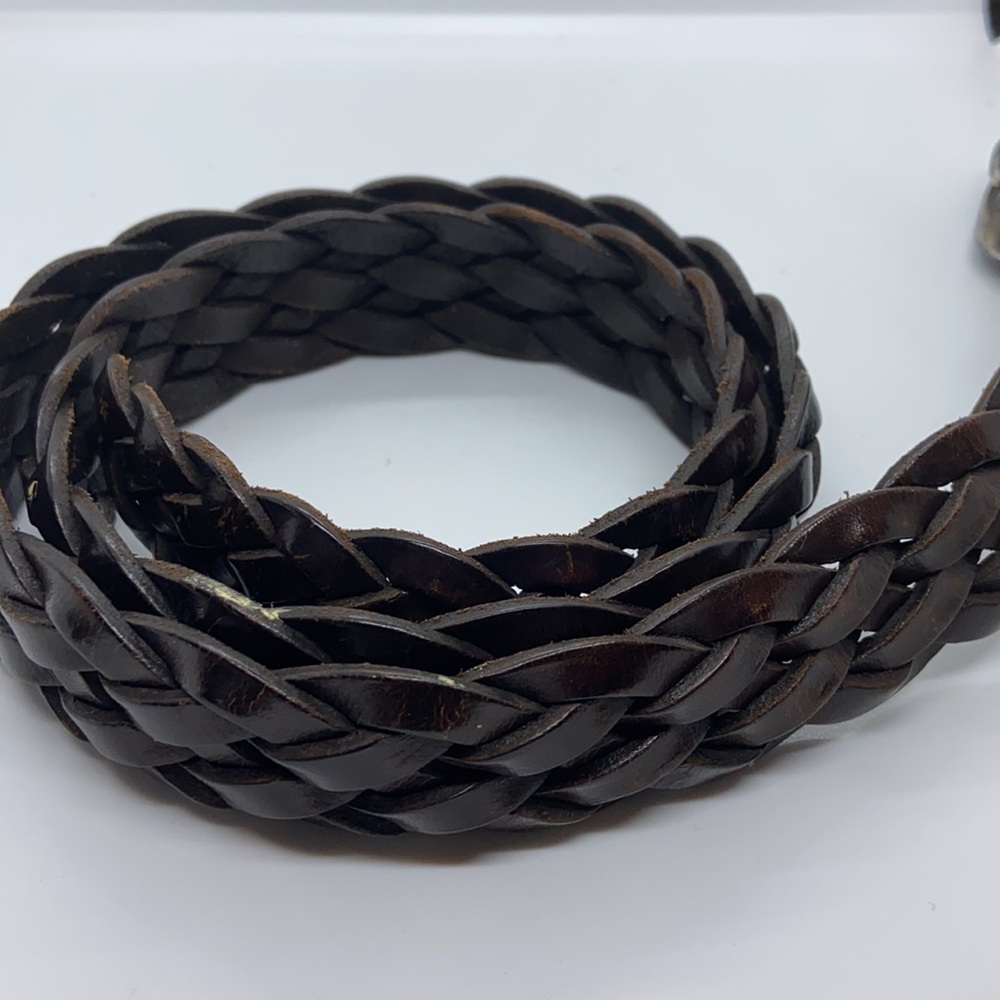 Vintage leather woven belt